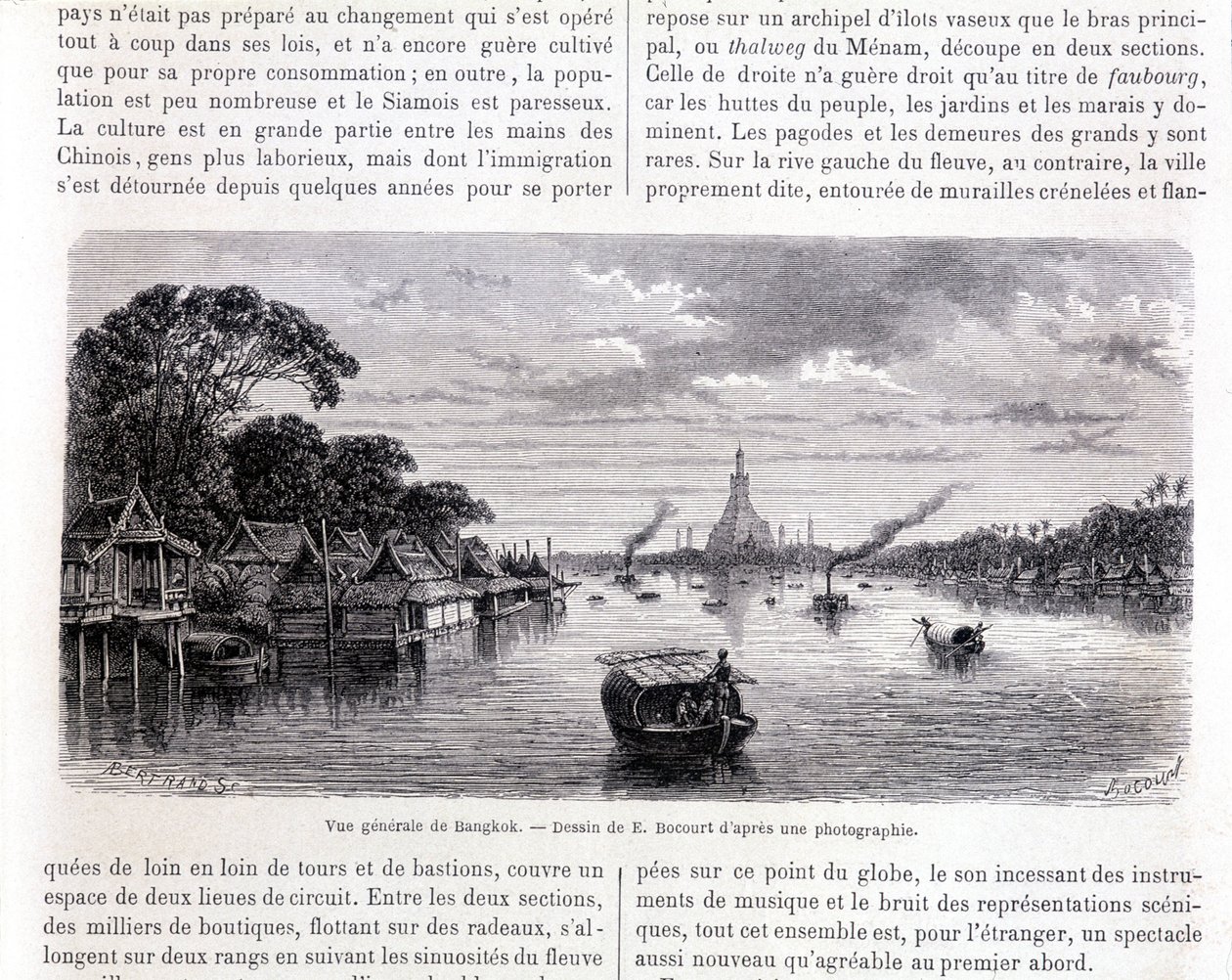Gesamtansicht von Bangkok. Zeichnung von E. Bocourt von Etienne Gabriel Bocourt