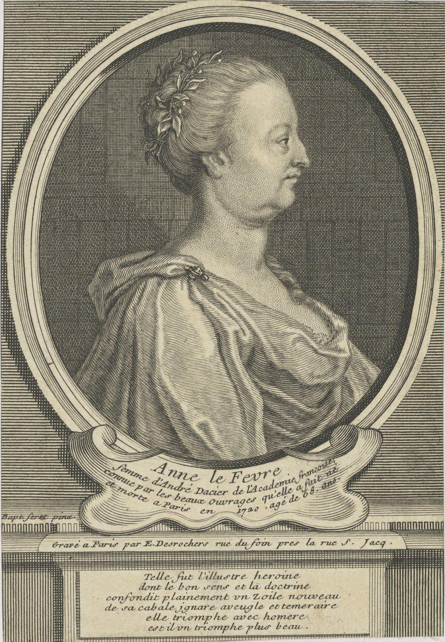 Porträt von Anne Dacier geb. Le Fèvre, 1647-1720, um 1720 von Etienne Jehandier Desrochers