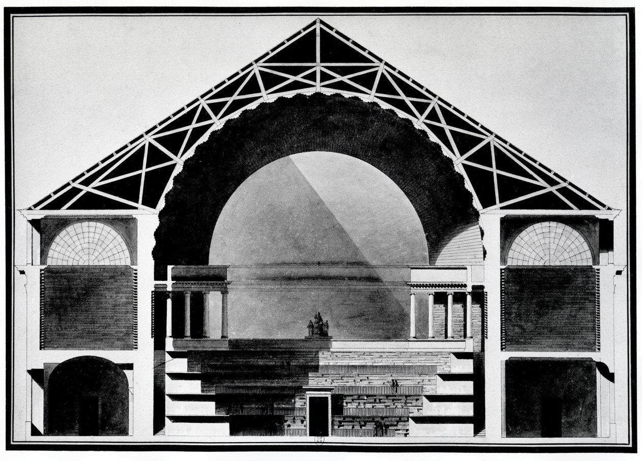 Entwurf für die Bibliothèque Royale de France (Lithografie) von Etienne Louis Boullee
