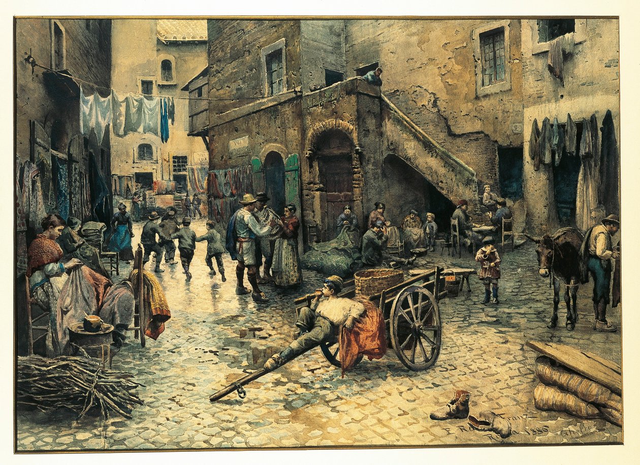 Italien, Rom, Straßenleben in der Via Capocciuto im (jüdischen) Ghetto in Rom von Ettore Roesler Franz von Ettore Roesler Franz