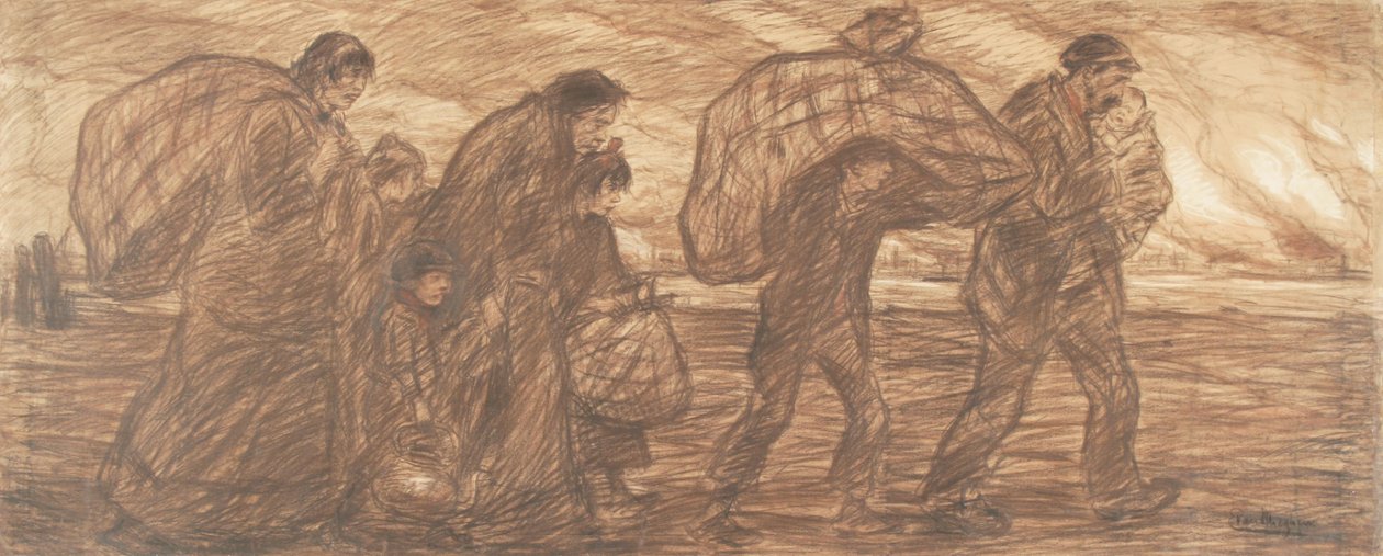Flüchtlinge (mit Mutter Van Mieghem) von Eugeen van Mieghem