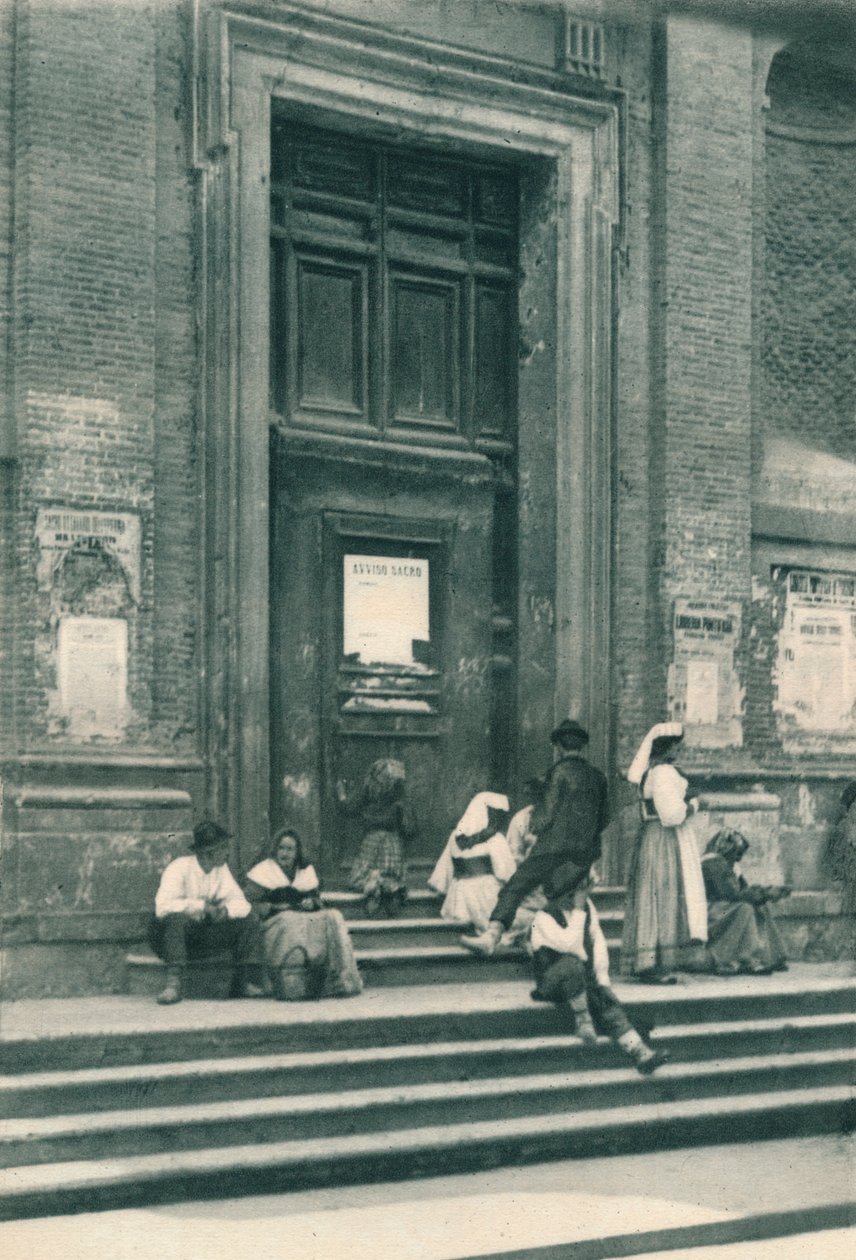 Treffpunkt der Künstler-Modelle vor einer Kirche in der Via Babuino, Rom, Italien, 1927 von Eugen Poppel