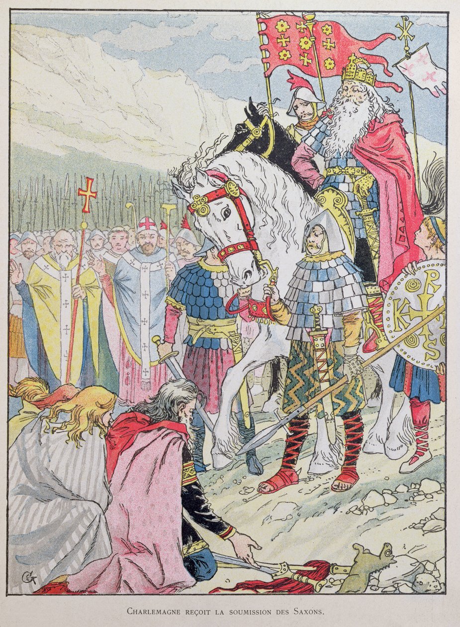 Karl der Große (742-814) empfängt die Unterwerfung der Sachsen im Jahr 785 von Eugene Grasset