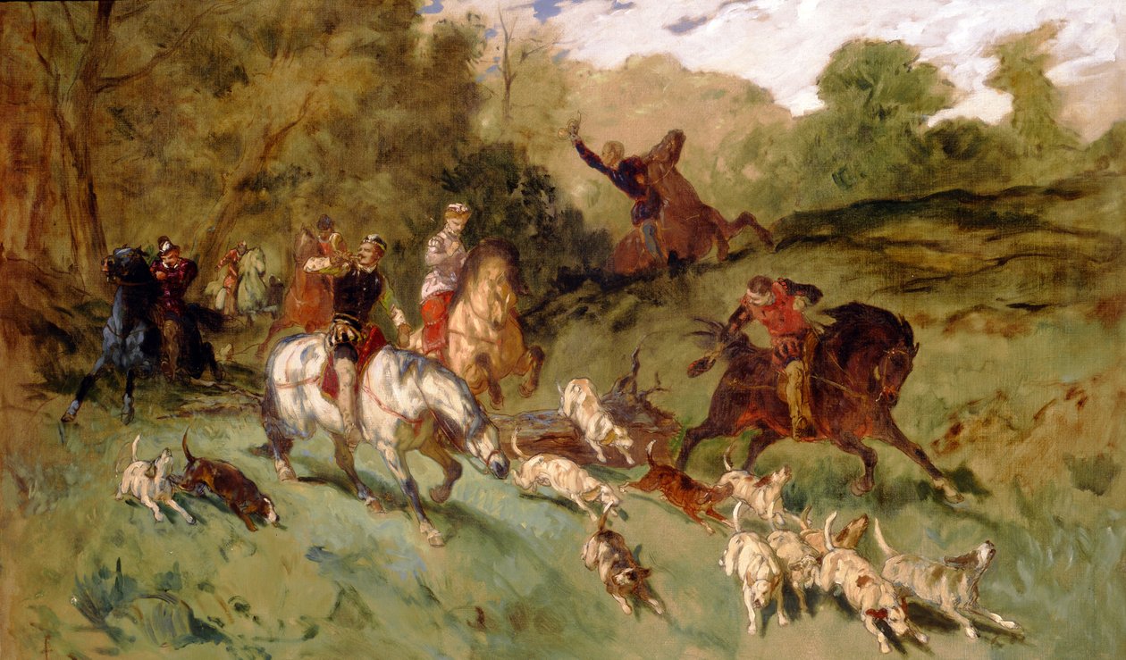 Maria Stuart auf der Jagd von Eugene-Louis Lami
