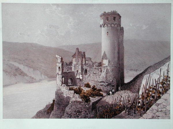 Schloss Ehrenfels im Rheintal, ca. 1863 von Eugene (after) Ciceri
