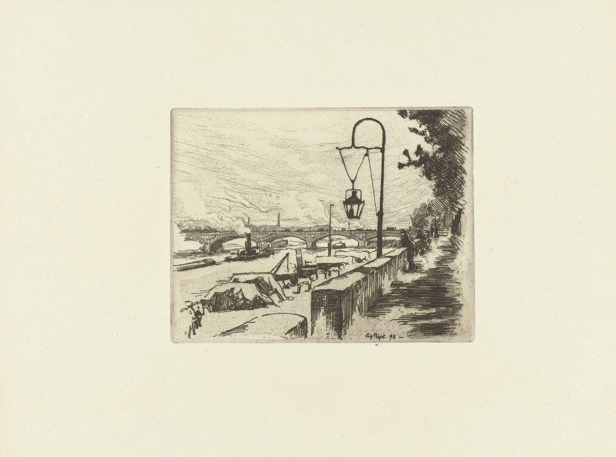 Stadtansicht mit Austerlitzbrücke und Seine in Paris von Eugene Bejot