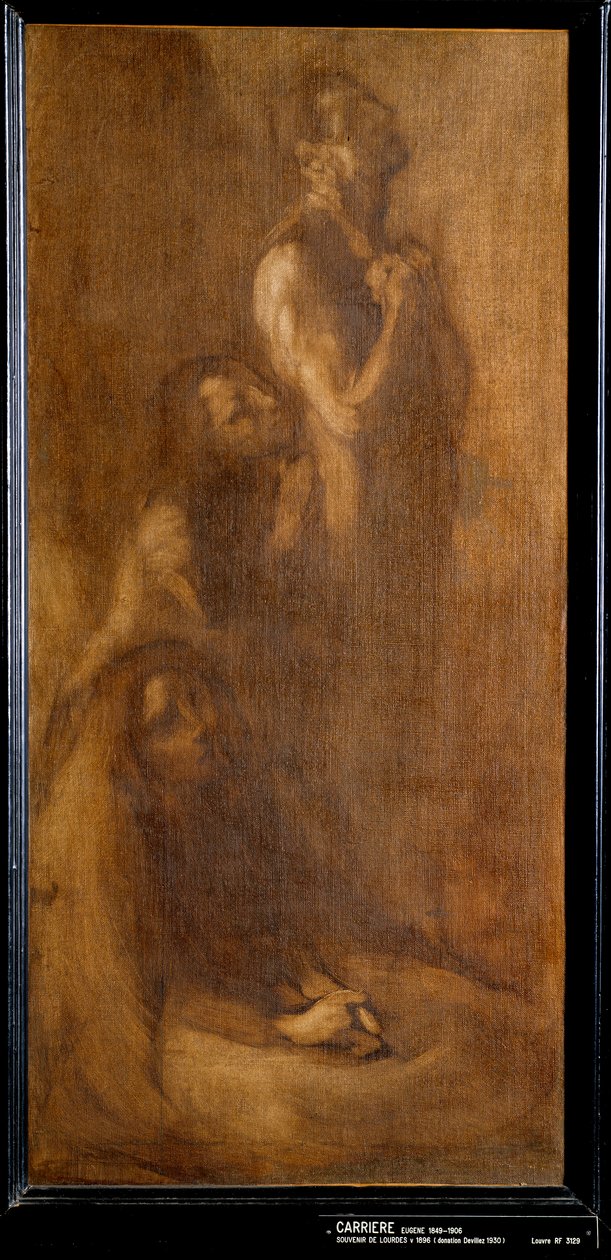 Erinnerung an Lourdes Pilger im Gebet. Gemälde von Eugene Carriere (1849-1906) 1896 von Eugène Carrière