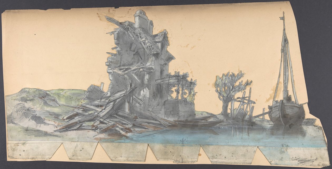 Entwurf für ein Bühnenbild an der Opéra, Paris, 1830-90 von Eugene Ciceri
