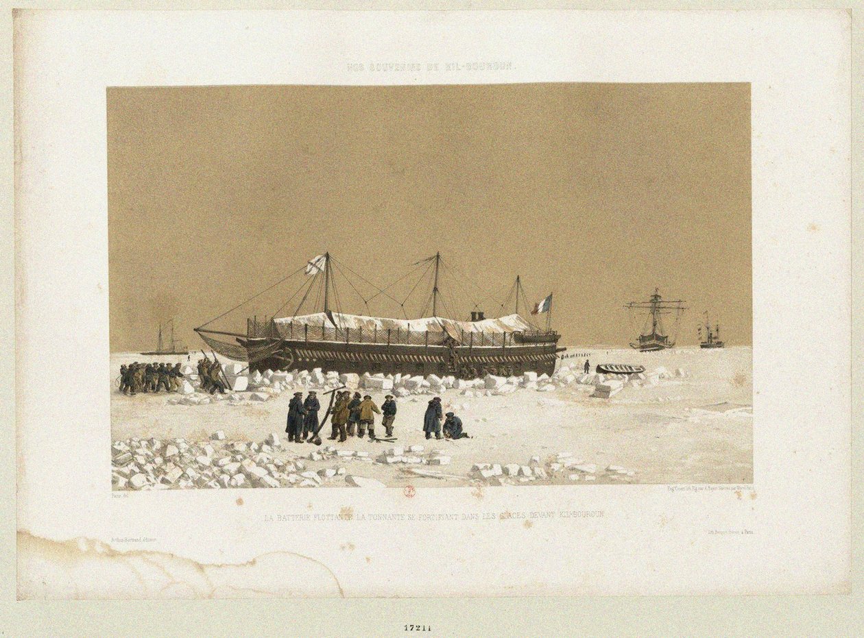 Die schwimmende Batterie Tonnante im Eis in der Nähe von Kinburn von Eugene Ciceri