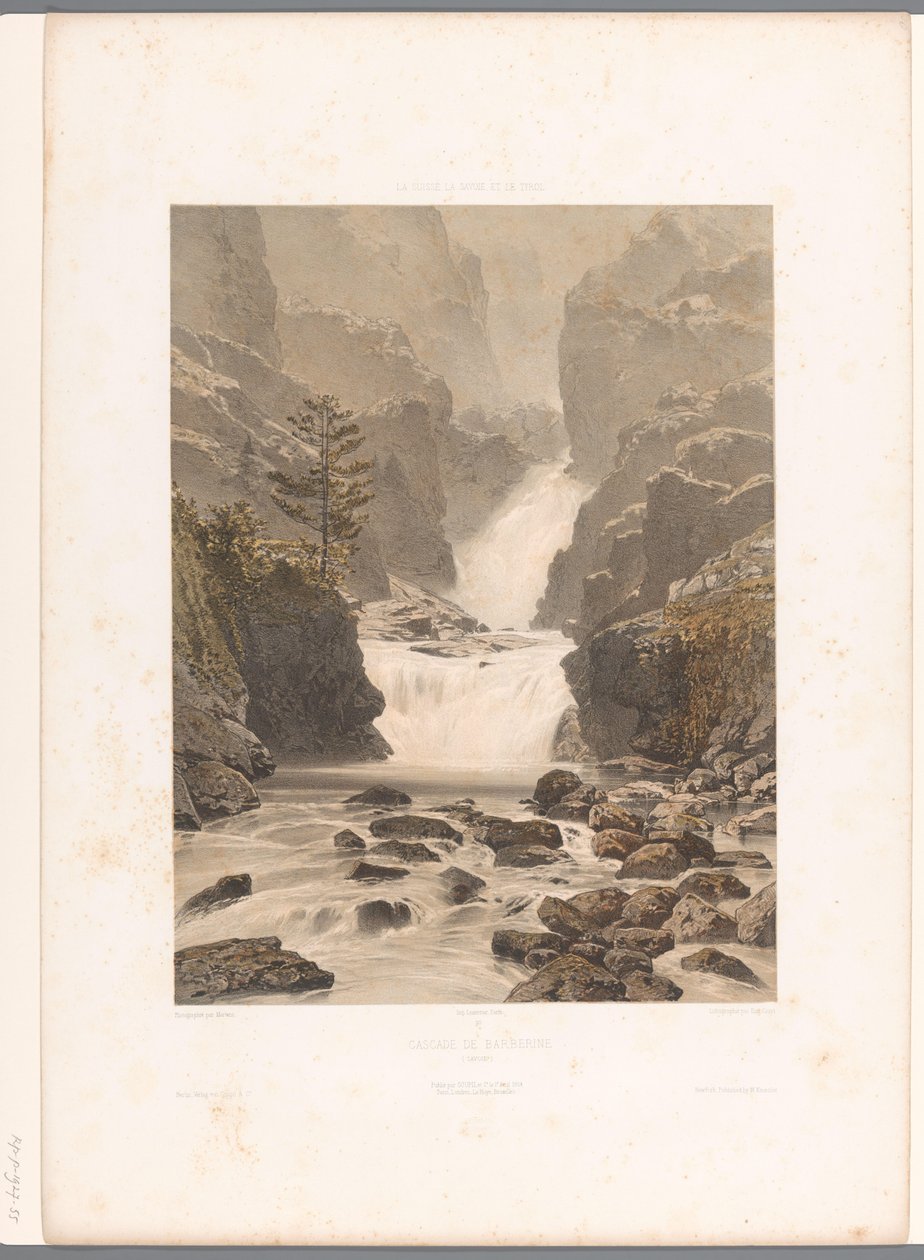 Zicht op de Barberine-waterval bij Vallorcine von Eugene Ciceri