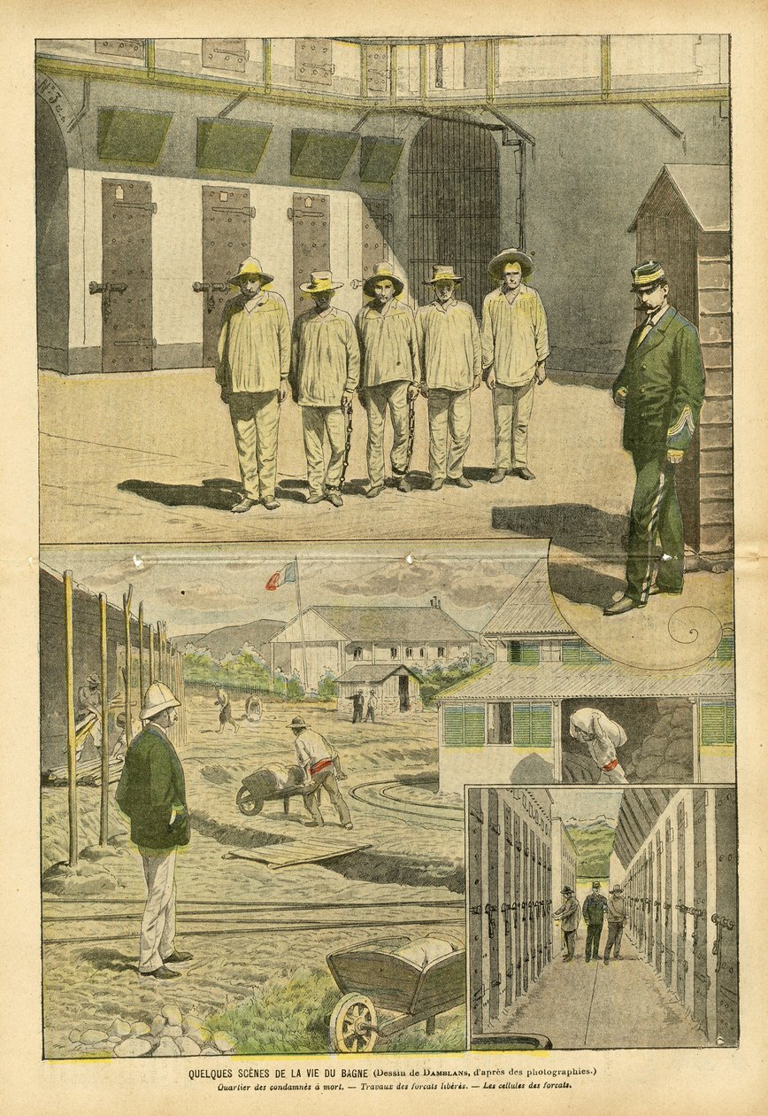 Illustration von Eugene Damblans (1865-1945) in Le Pelerin, 07/05/05 - Einige Szenen aus dem Leben der Strafkolonie von Eugene Damblans