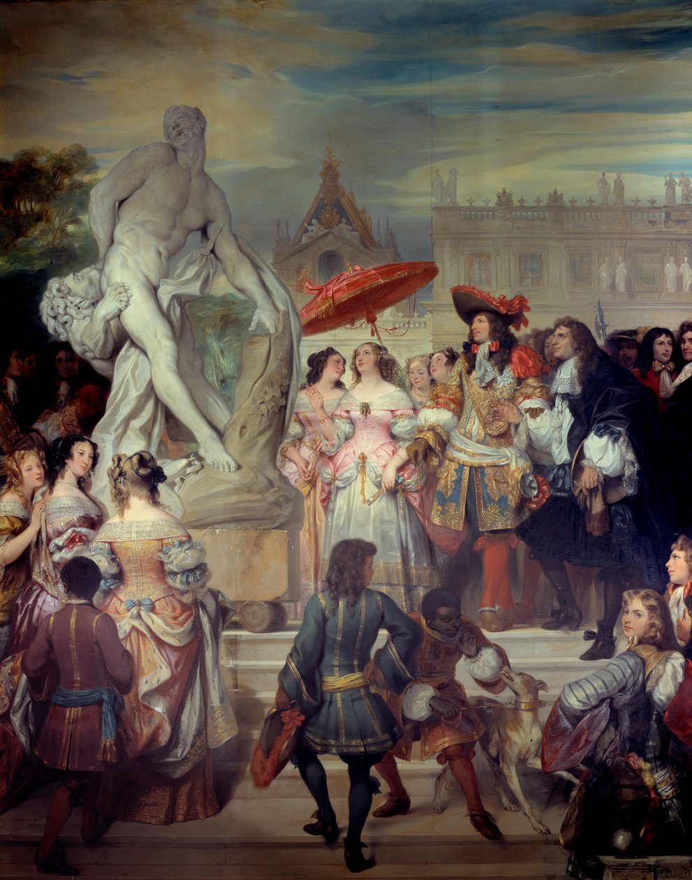 Pierre Puget präsentiert seine Statue Milon von Kroton Ludwig XIV. in den Gärten des Schlosses von Versailles von Eugene Deveria