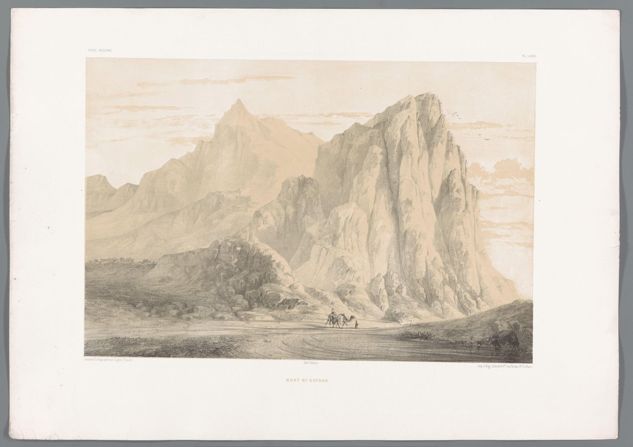 Berg Behistun im Iran von Eugene Flandin