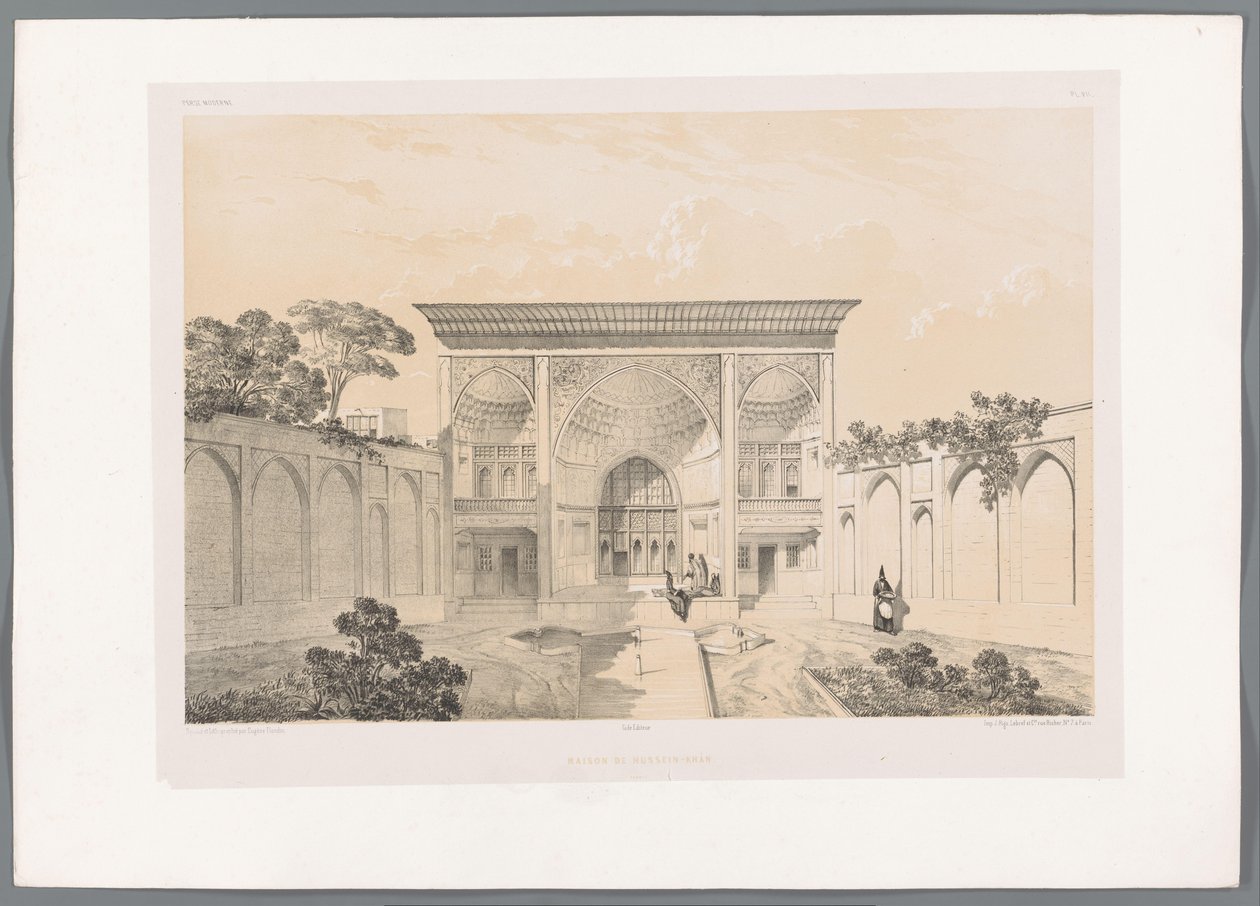 Innenhof des Hauses Hussein Khan in Tabriz von Eugene Flandin