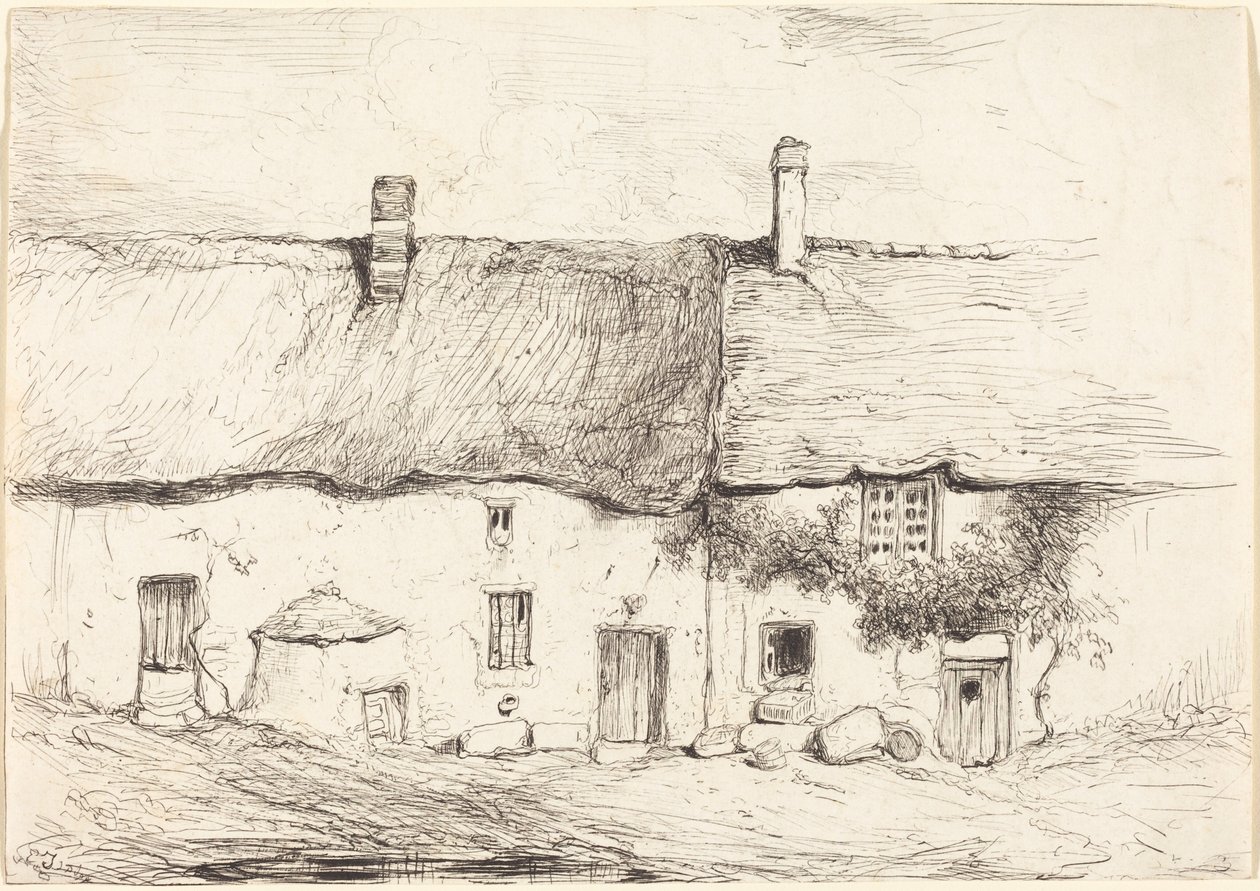 Zwei Cottages von Eugene Isabey
