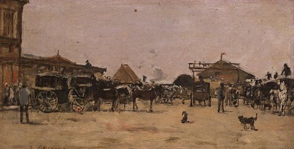La Place de la Gare in Deauville von Eugene Louis Boudin