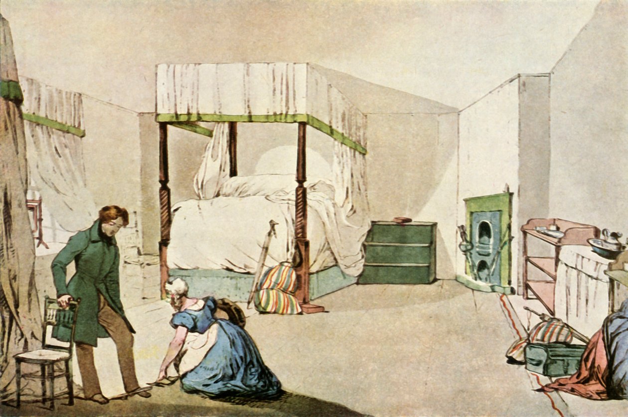 Ein Schlafzimmer in einem Gasthaus, 1830, 1943 von Eugene Louis Lami