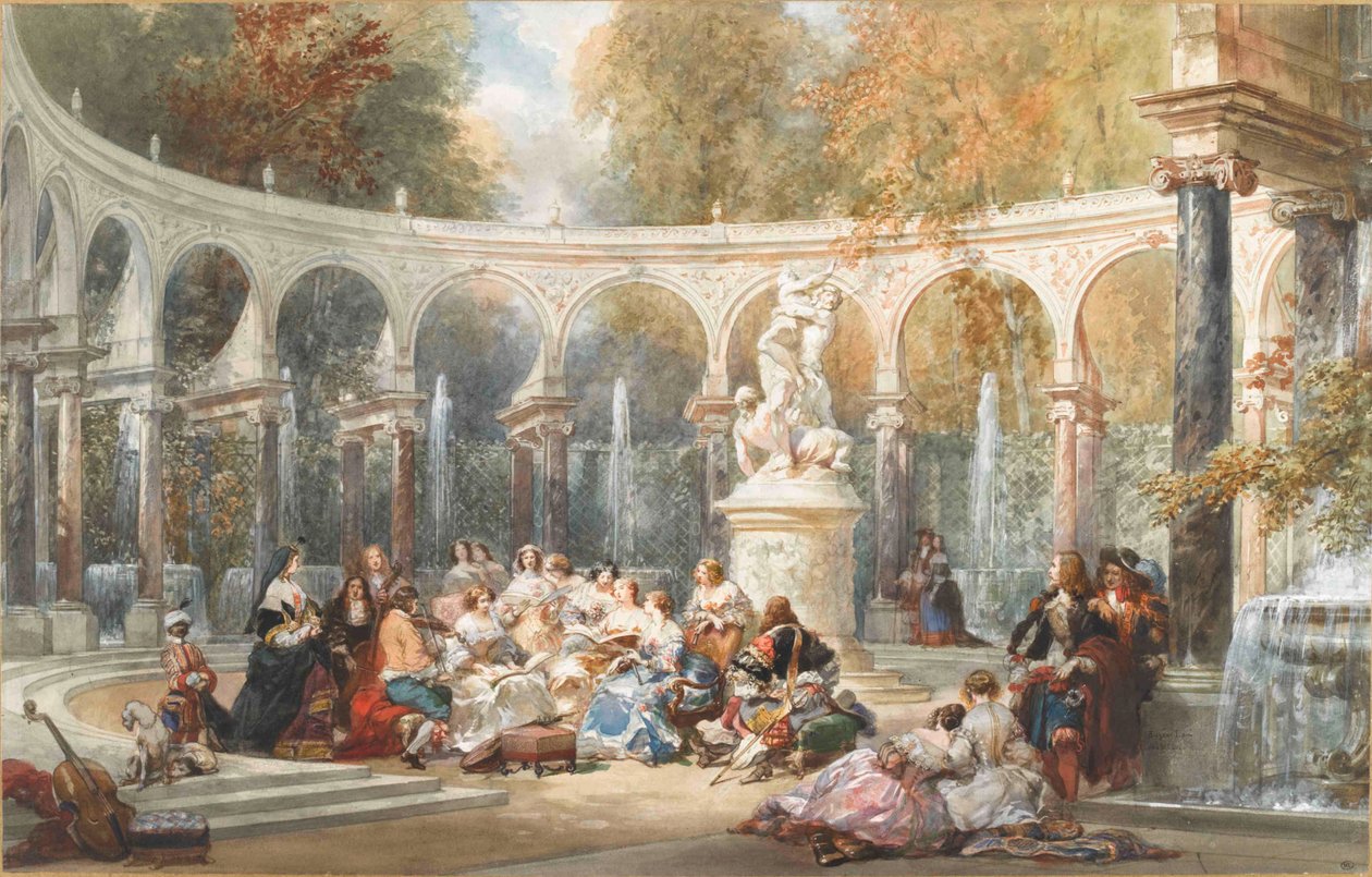 Gesellschaft im Bosquet de la Colonnade im Garten von Versailles von Eugene Louis Lami