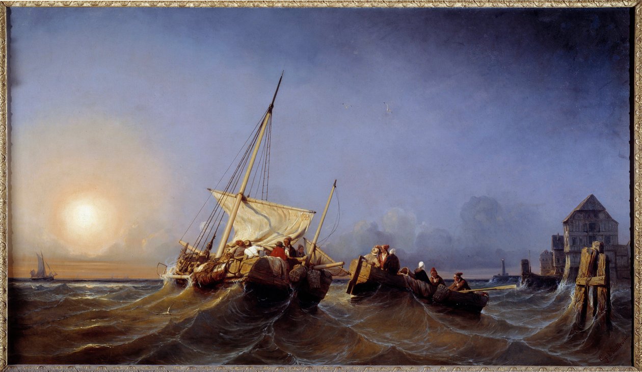 Die Rückkehr der Fischer bei Sonnenuntergang von Eugene Modeste Edmond Lepoittevin