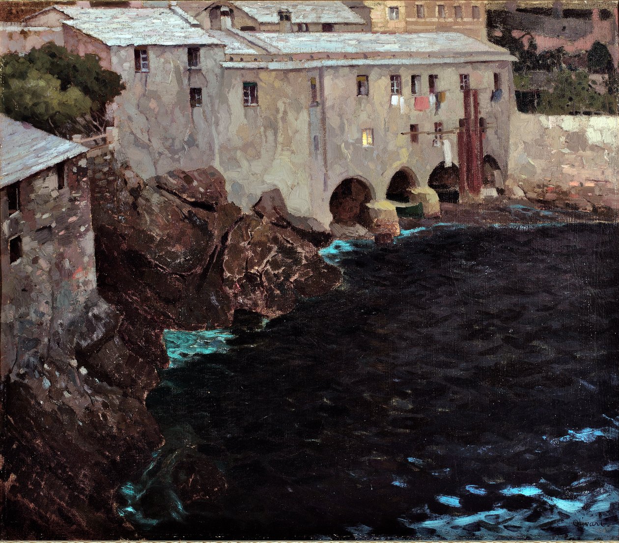 Die Bögen der Abtei von San Fruttuoso, um 1909 von Eugenio Olivari