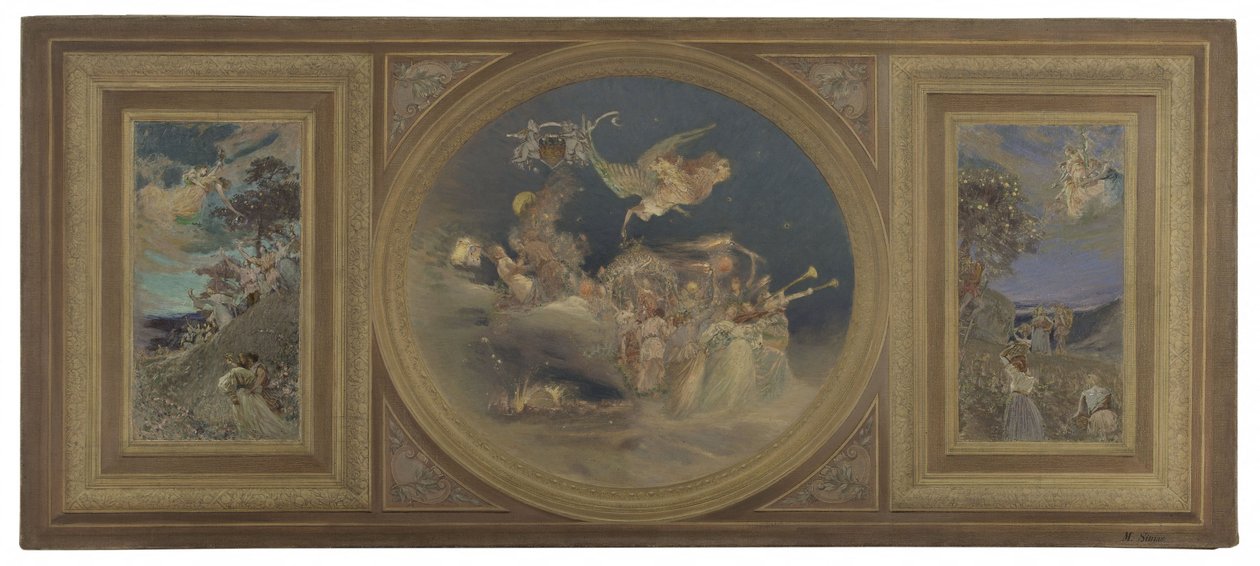 Skizze für den Speisesaal des Hôtel de Ville de Paris: Allegorische Decke, ca. 1891 von Eugène Martial Simas