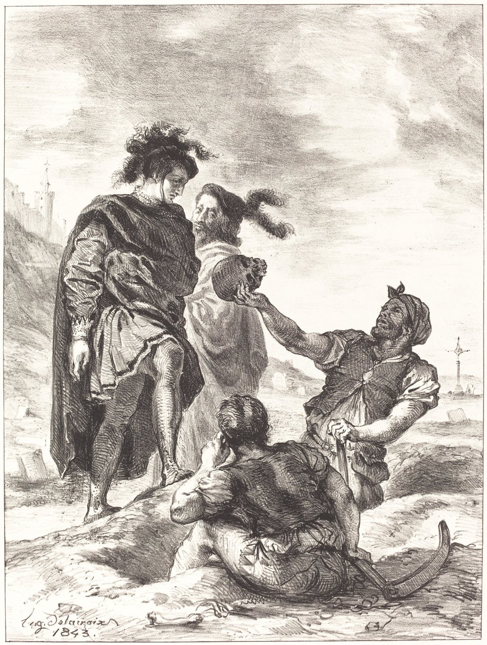 Hamlet und Horatio vor den Totengräbern, Akt V, Szene I von Eugène Delacroix