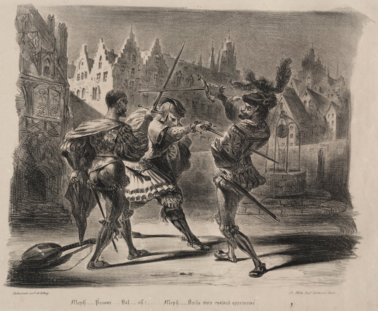 Illustrationen zu Faust: Duell von Faust und Valentin von Eugène Delacroix