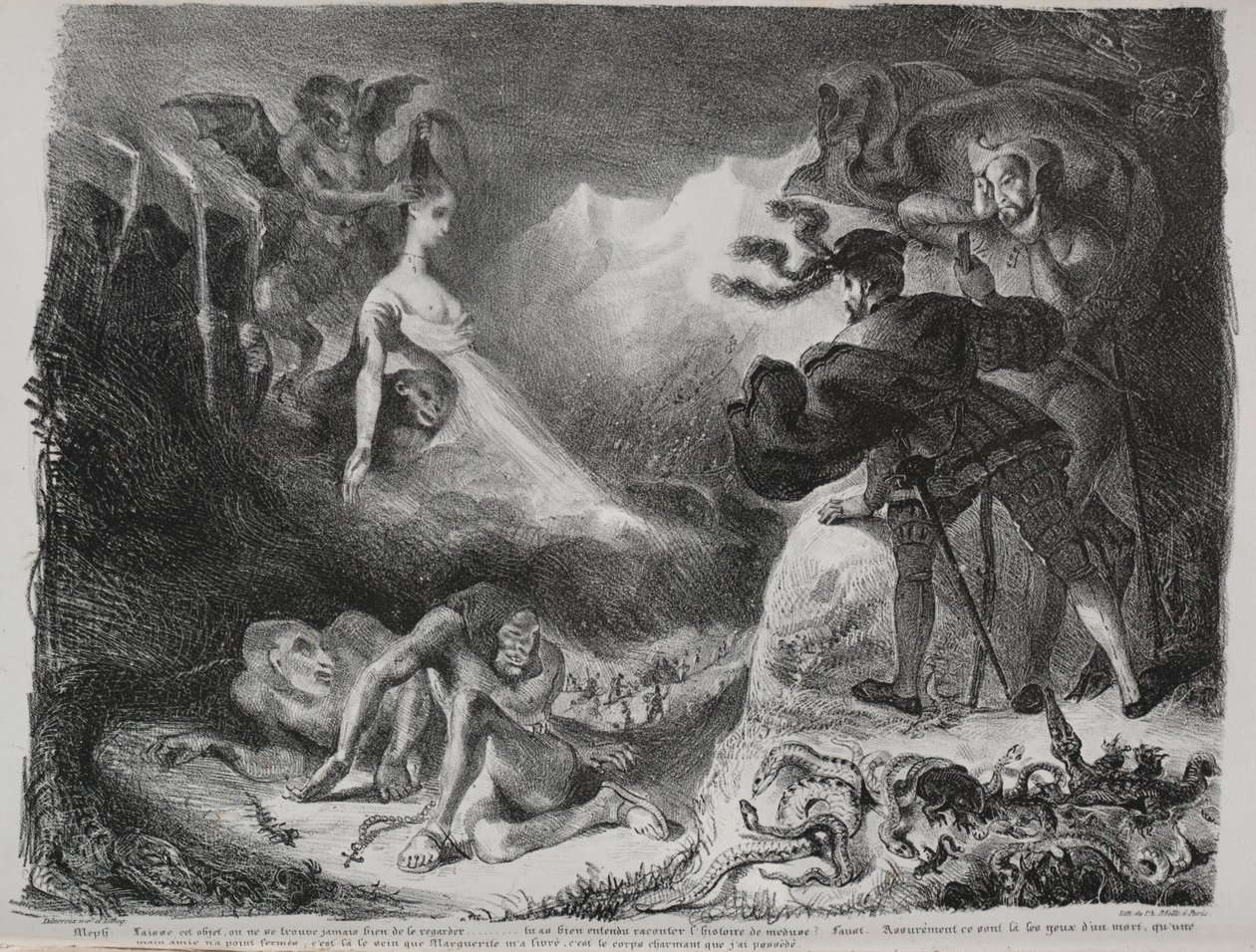 Illustrationen zu Faust: Marguerites Schatten erscheint Faust von Eugène Delacroix