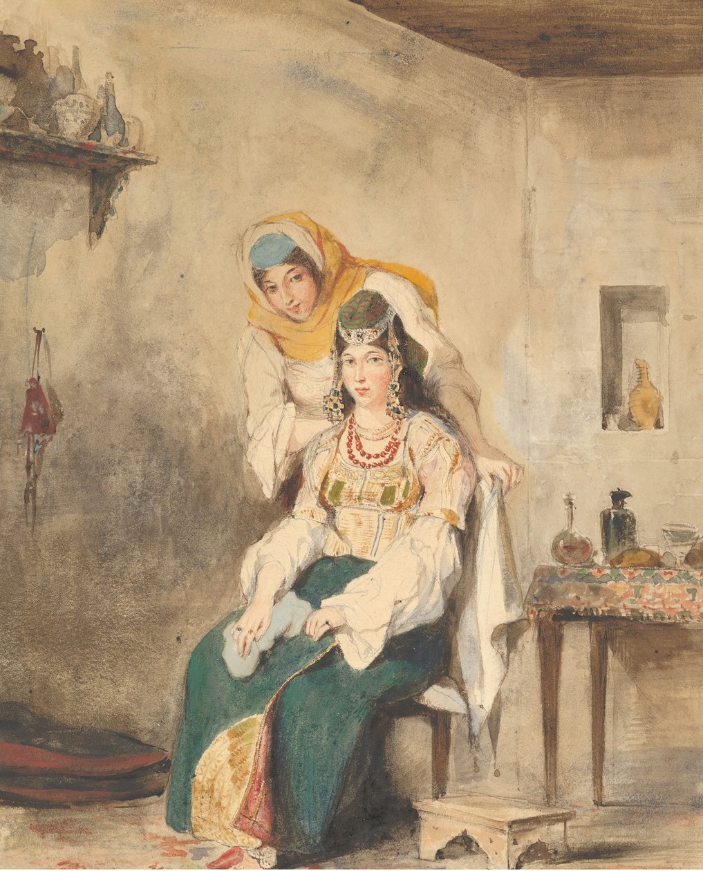 Saada, die Frau von Abraham Ben-Chimol, und Préciada, eine ihrer Töchter, 1832 von Eugène Delacroix