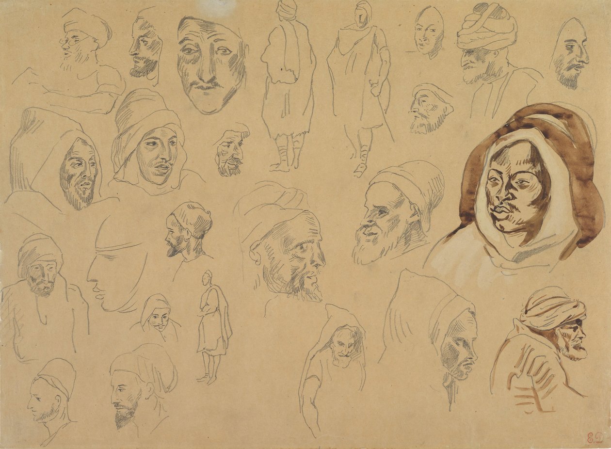 Studien von arabischen Köpfen und Figuren von Eugène Delacroix