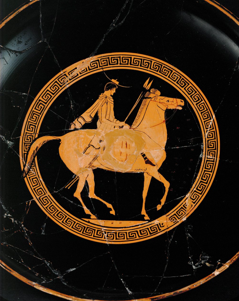 Reiter. Mittleres Medaillon einer rotfigurigen Schale von Euphronios