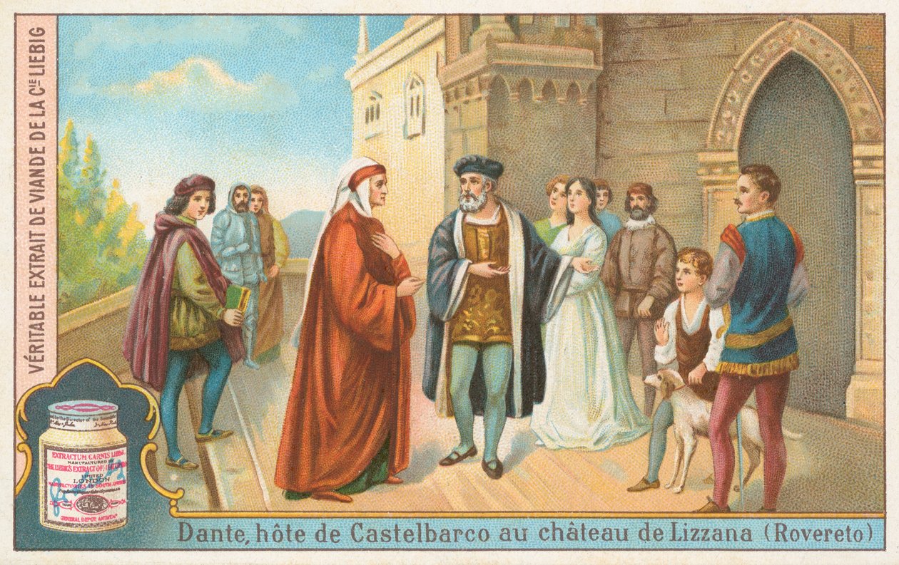 Dante, Liebig-Karte, frühes 20. Jahrhundert von European School