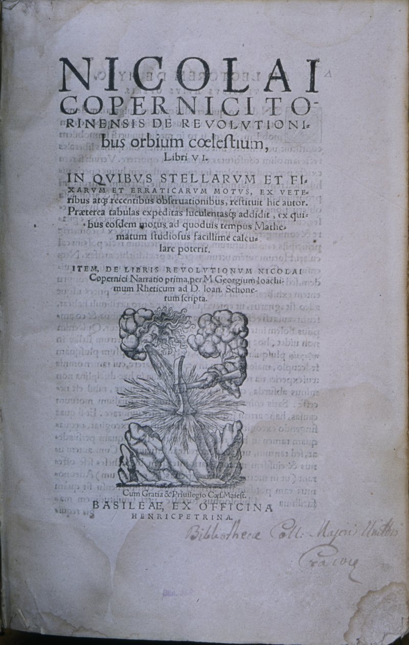 Frontispiz der zweiten Ausgabe von De Revolutionibus Orbium Coelestium von Nikolaus Kopernikus von European School