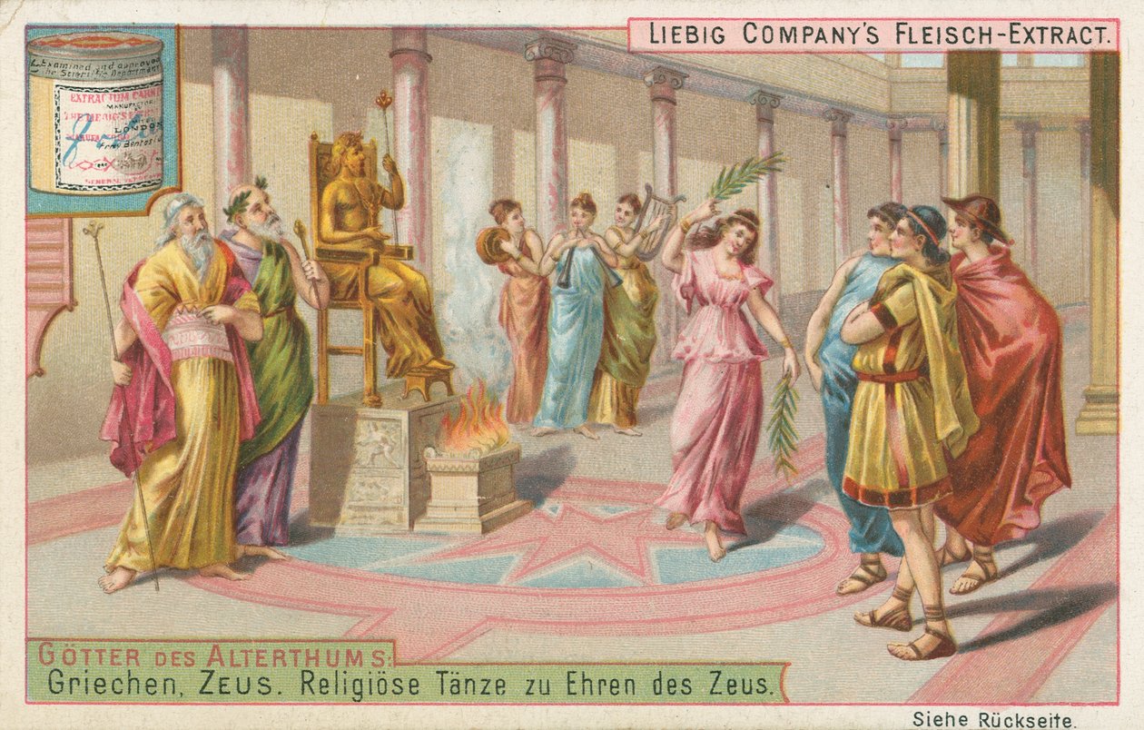 Griechenland, Zeus, Liebig-Karte, frühes 20. Jahrhundert von European School