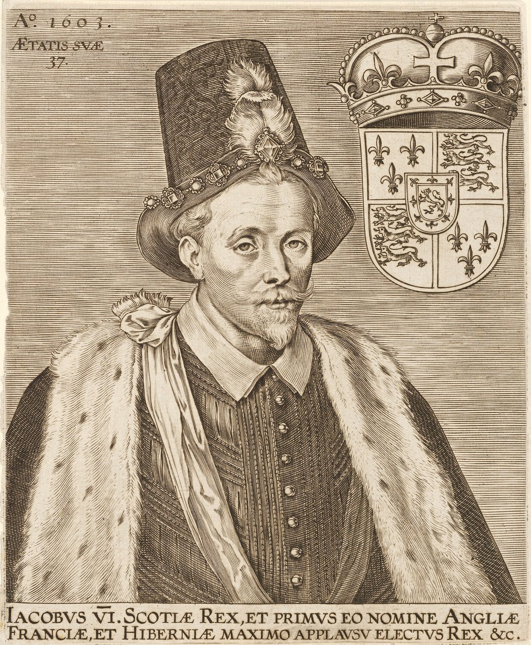 James VI. von Schottland und James I. von England, veröffentlicht 1603 von European School