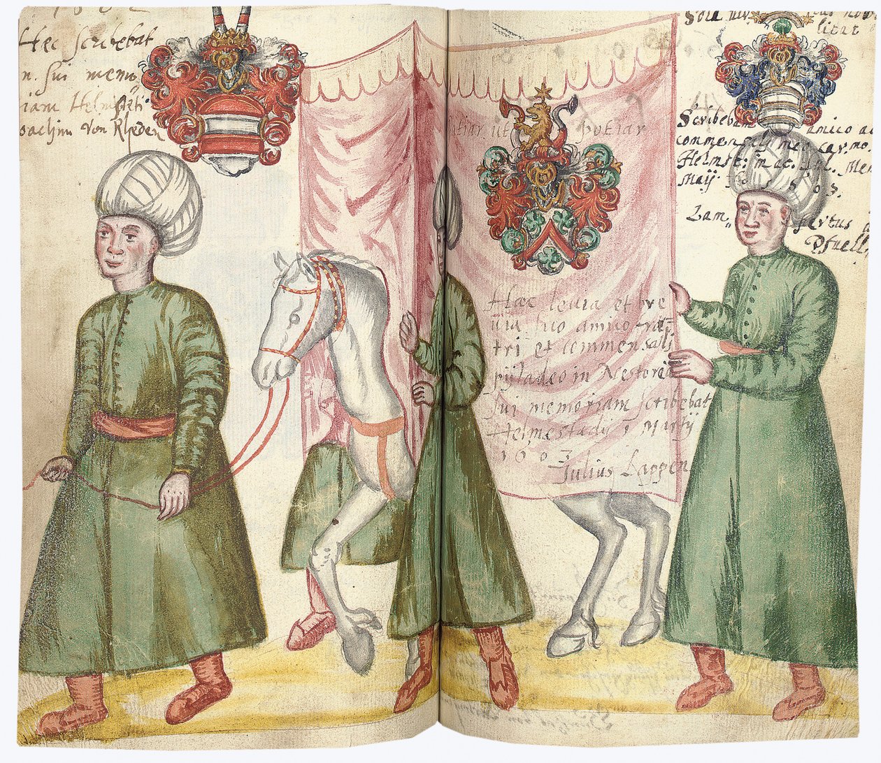 Seiten aus dem Album Amicorum von Julius Pflug, einschließlich türkischer Kostüme und Wappen, 1600-13 von European School