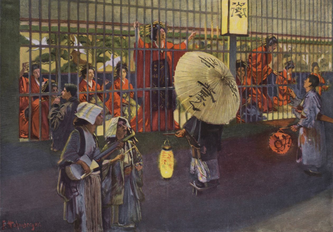 Szene im Yoshiwara-Viertel von Tokio, Japan von European School