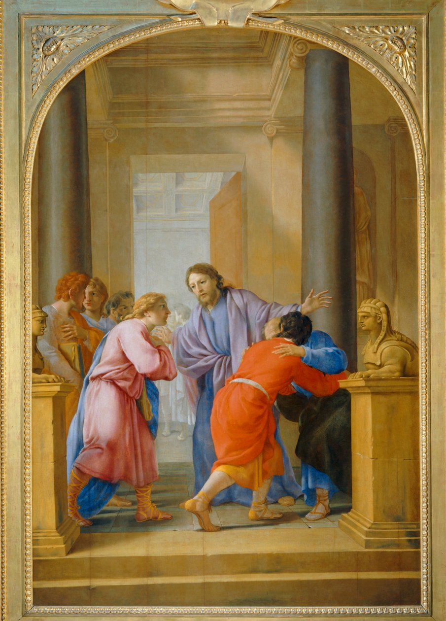 Der heilige Bruno ruft seine Jünger und Freunde auf, die Welt zu verlassen von Eustache (studio of) Le Sueur