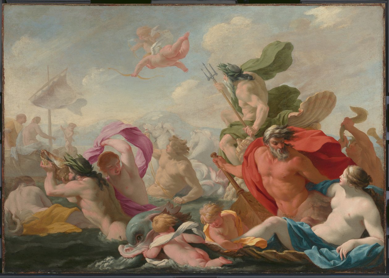 Meeresgötter huldigen der Liebe von Eustache Le Sueur