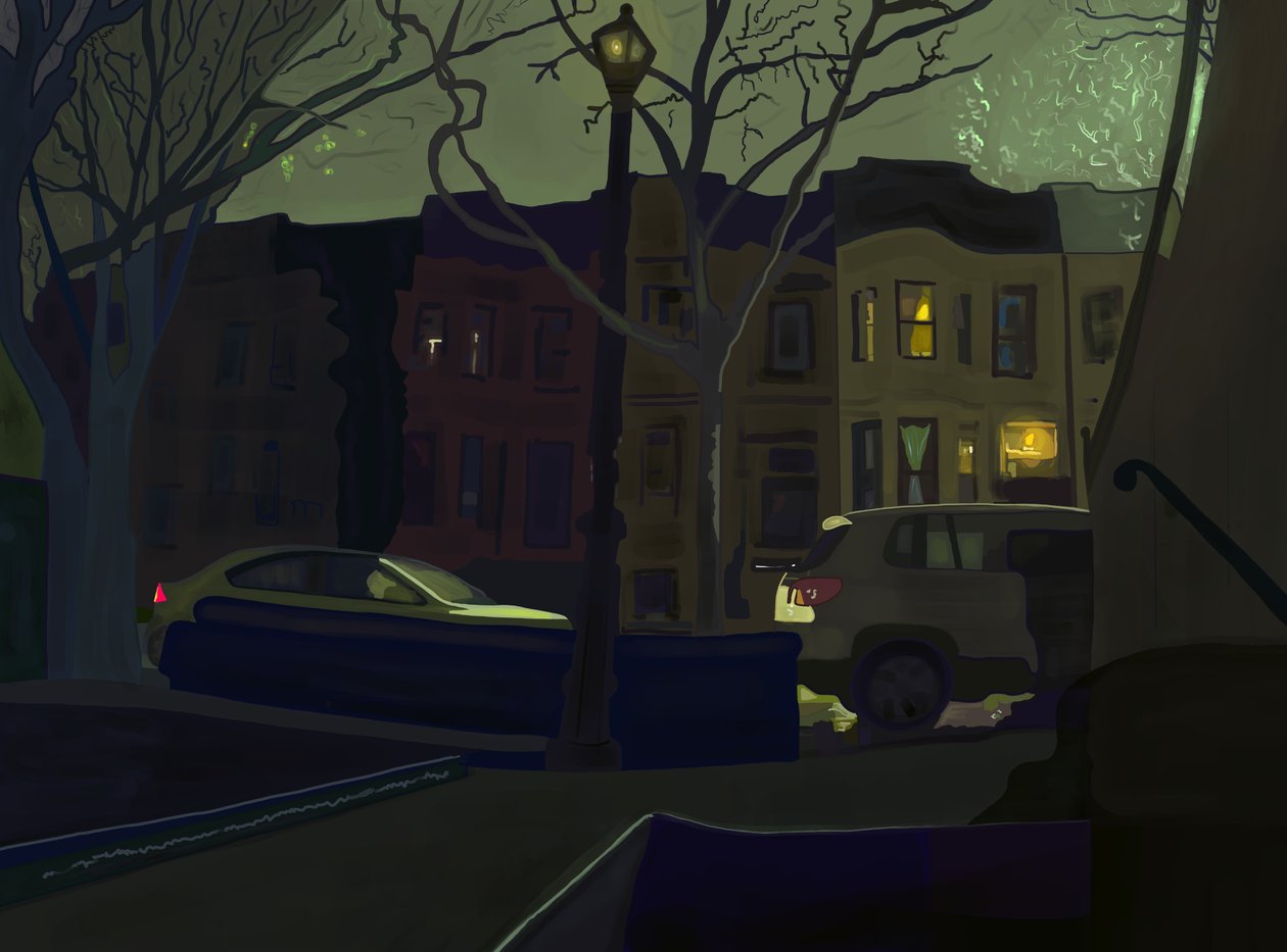 6 Uhr morgens Südseite der Straße, Prospect Park von Evan Sklar