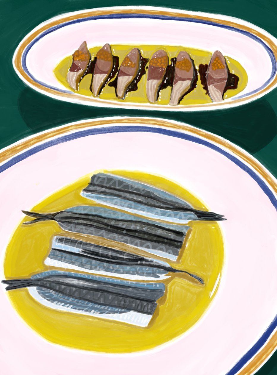 Sardellen und Makrelen in Olivenöl, Spanien von Evan Sklar