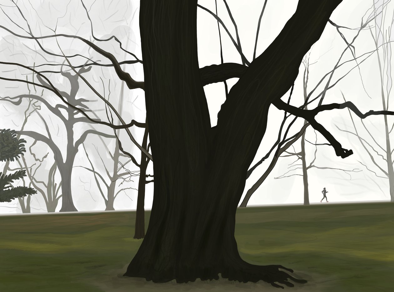 Baum und Jogger. Früher Morgen. Prospect Park von Evan Sklar