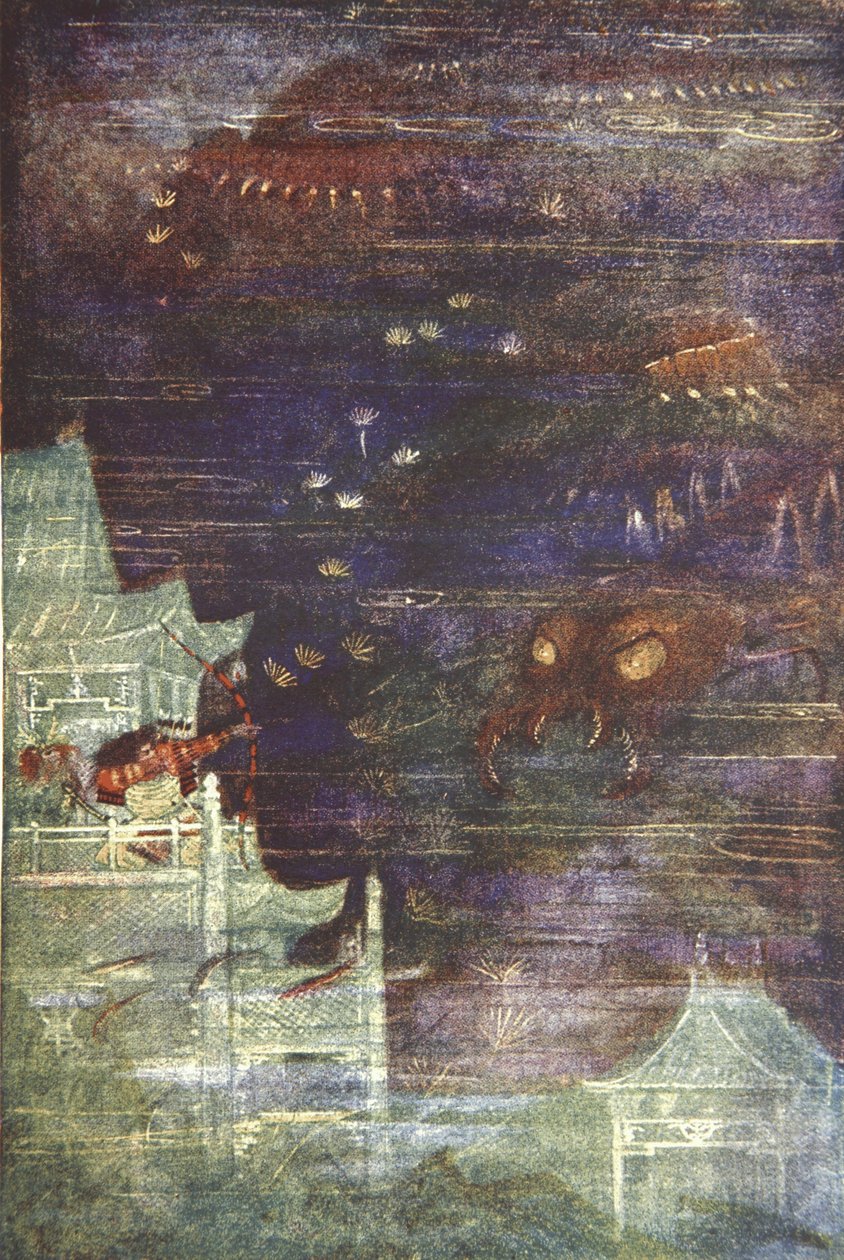 Hidesato und der Tausendfüßler, Illustration aus 