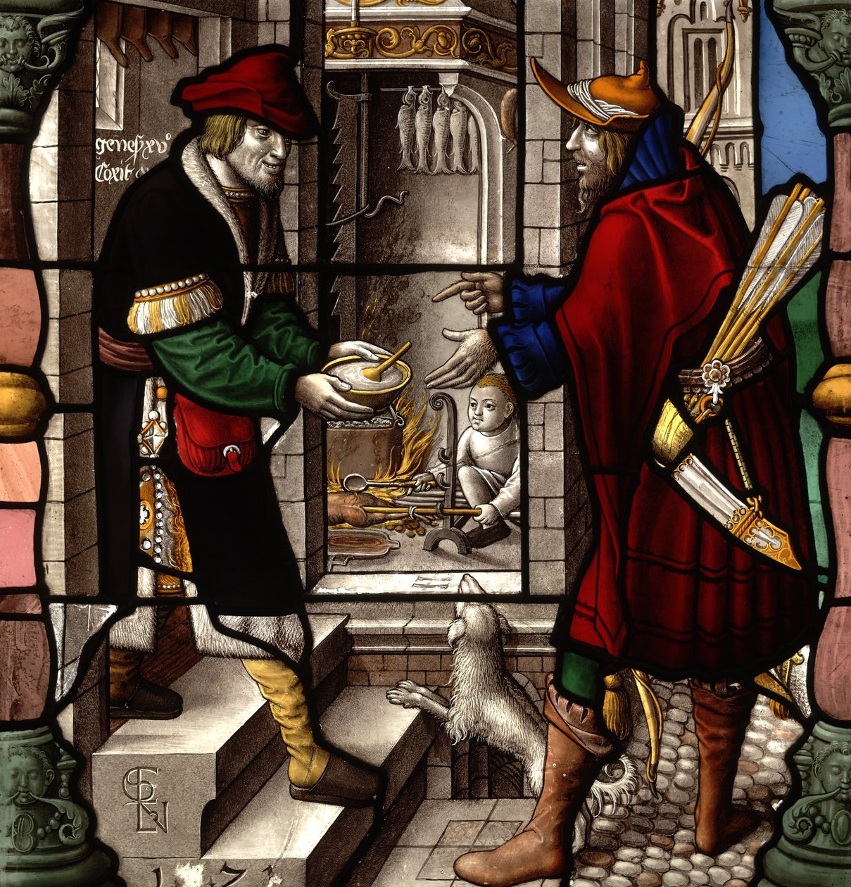 Esau gibt sein Erstgeburtsrecht auf; Jakob und Esau mit der Schüssel Linsensuppe von Everhard Rensig