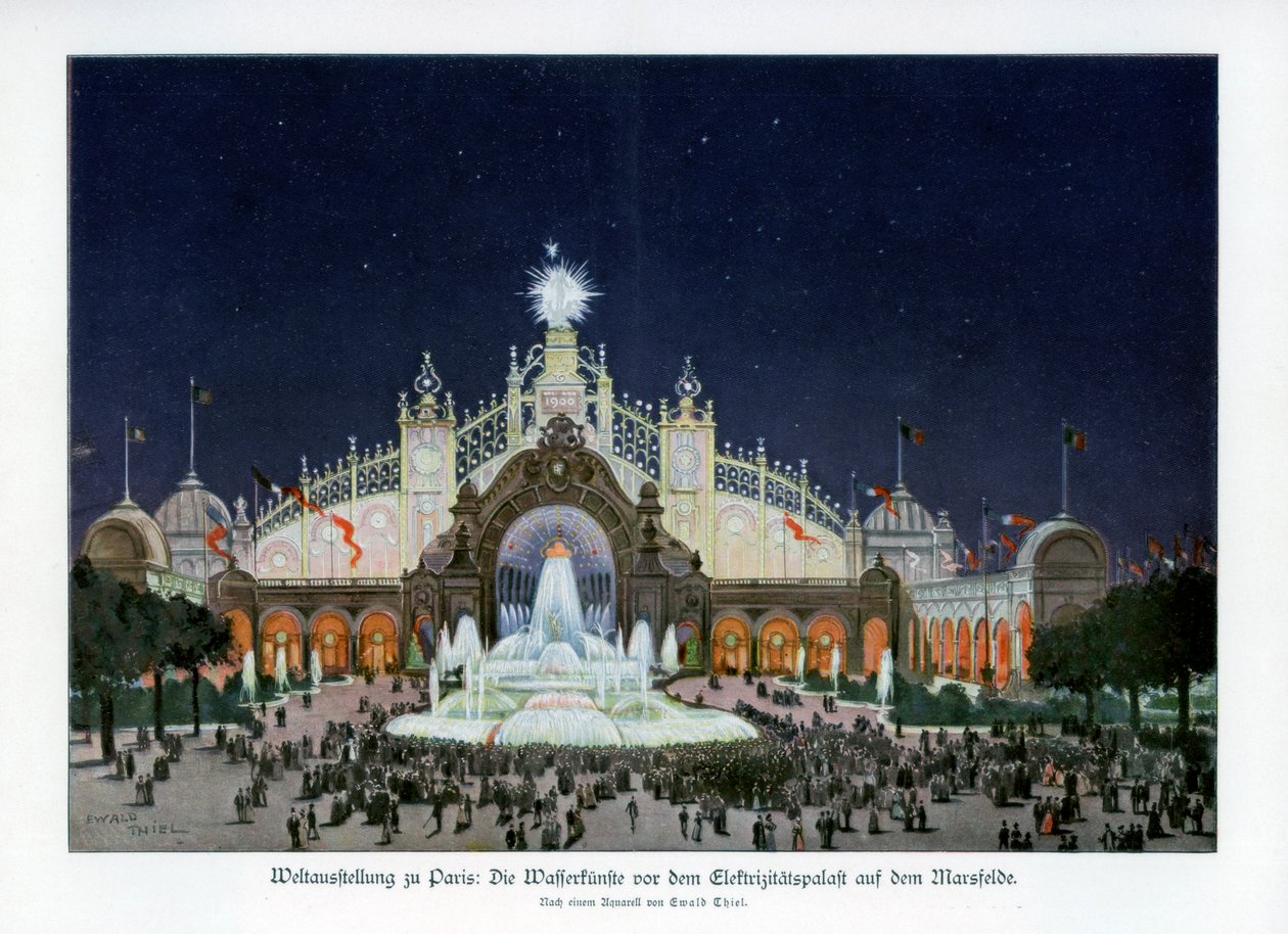 Brunnen am Palast der Elektrizität, Champ de Mars, Pariser Weltausstellung 1889, 1900 von Ewald Thiel