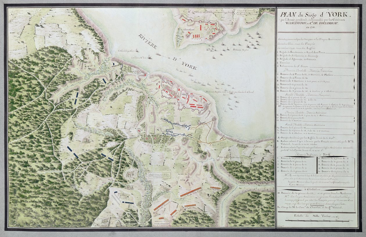 Karte der Belagerung von York im Jahr 1781, aus 