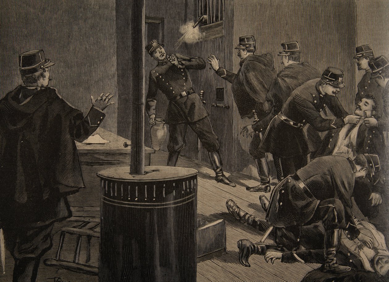 Etievant, der Anarchist schießt aus dem Gitter, Illustration aus 