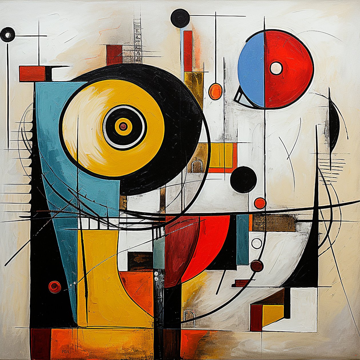 Abstrakte neo-dadaistische Muster, Dadaismus Kunststil, Wandkunstdruck von F. Abderrahim