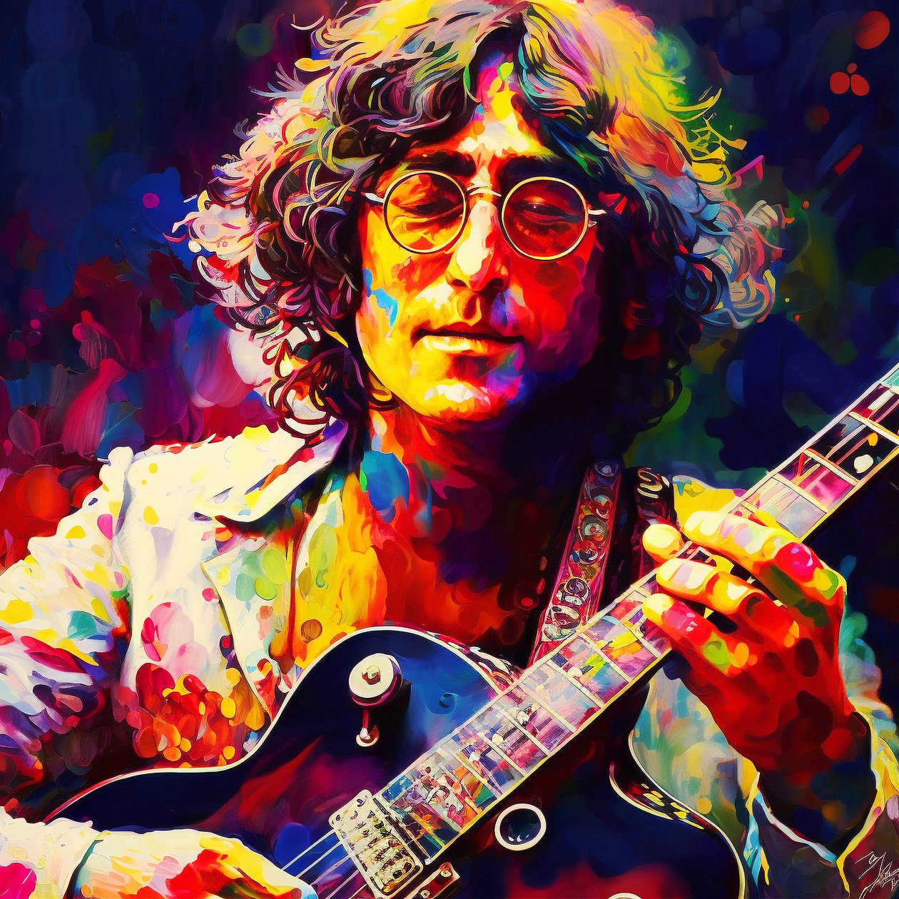 John Lennon Porträt Gemälde, Flur- & Wohnzimmerdekoration von F. Abderrahim