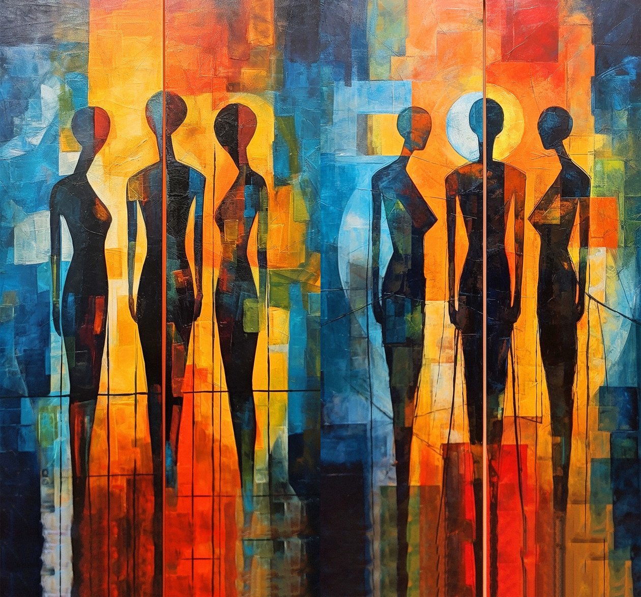 Menschliche Silhouette Zeichnung, Posterfarbe, hochwertige Kunstdrucke, Kunstdrucke auf Anfrage von F. Abderrahim